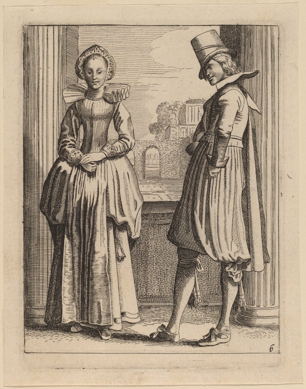 Två figurer i kostym av Jan van de Velde II