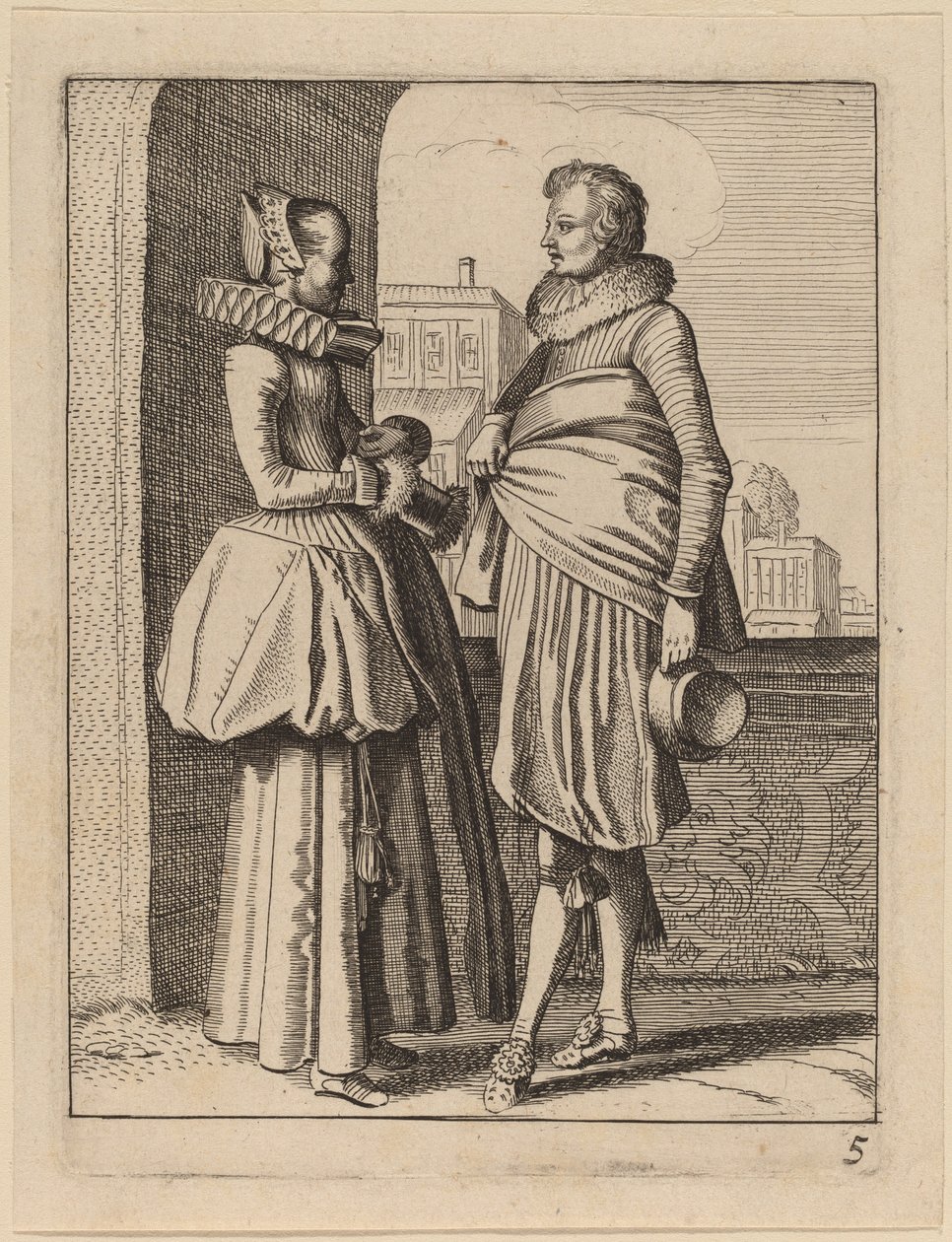 Två figurer i kostym av Jan van de Velde II