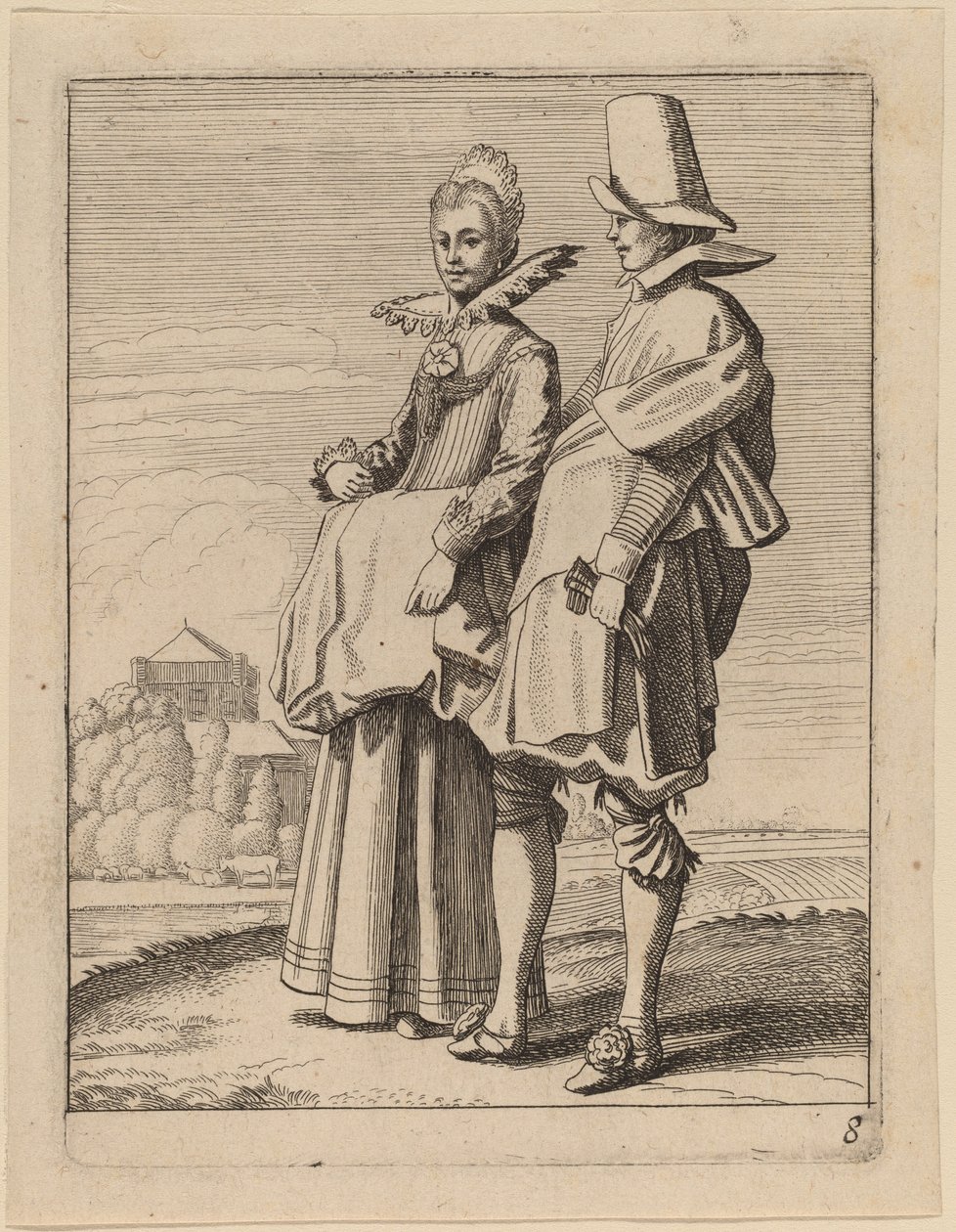 Två figurer i kostym av Jan van de Velde II