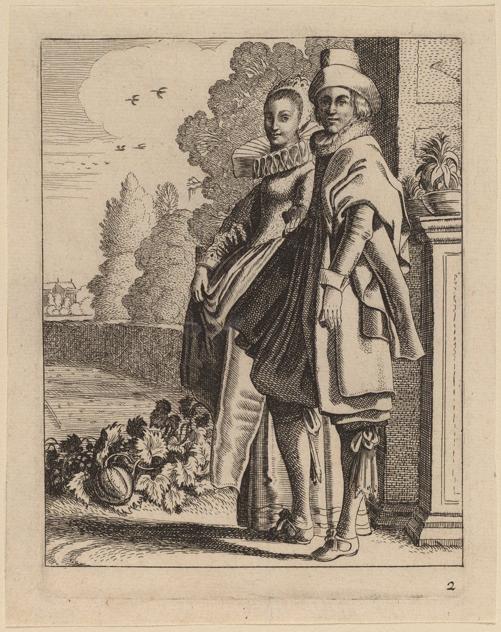 Två figurer i kostym av Jan van de Velde II