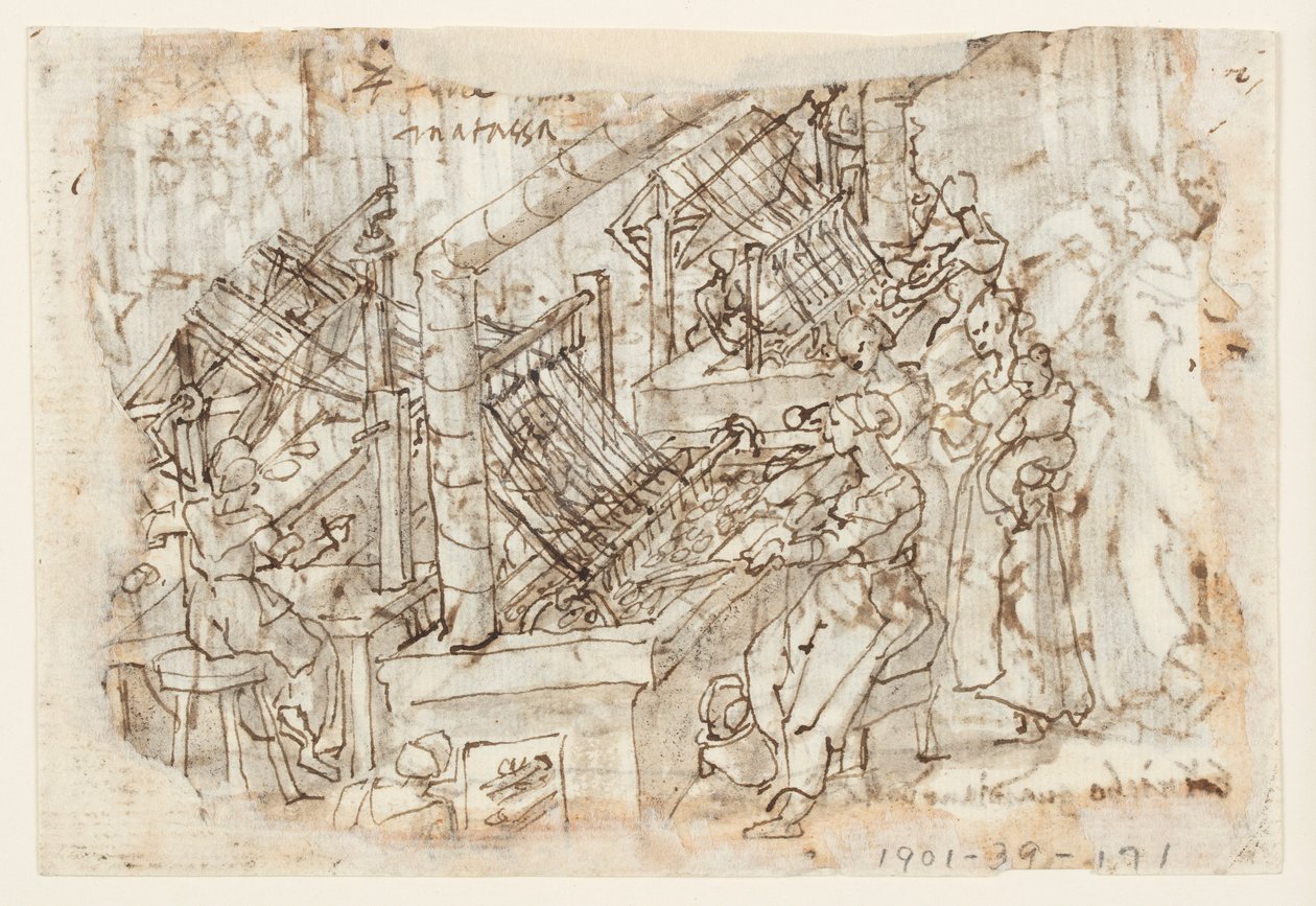 Serikultur, avveckling av kokonger av Jan van der Straet, called Stradanus