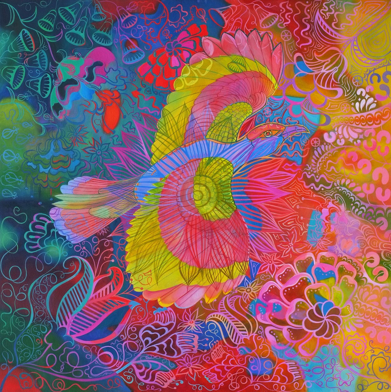 Flygande indisk rullfågel, 2013, av Jane Tattersfield