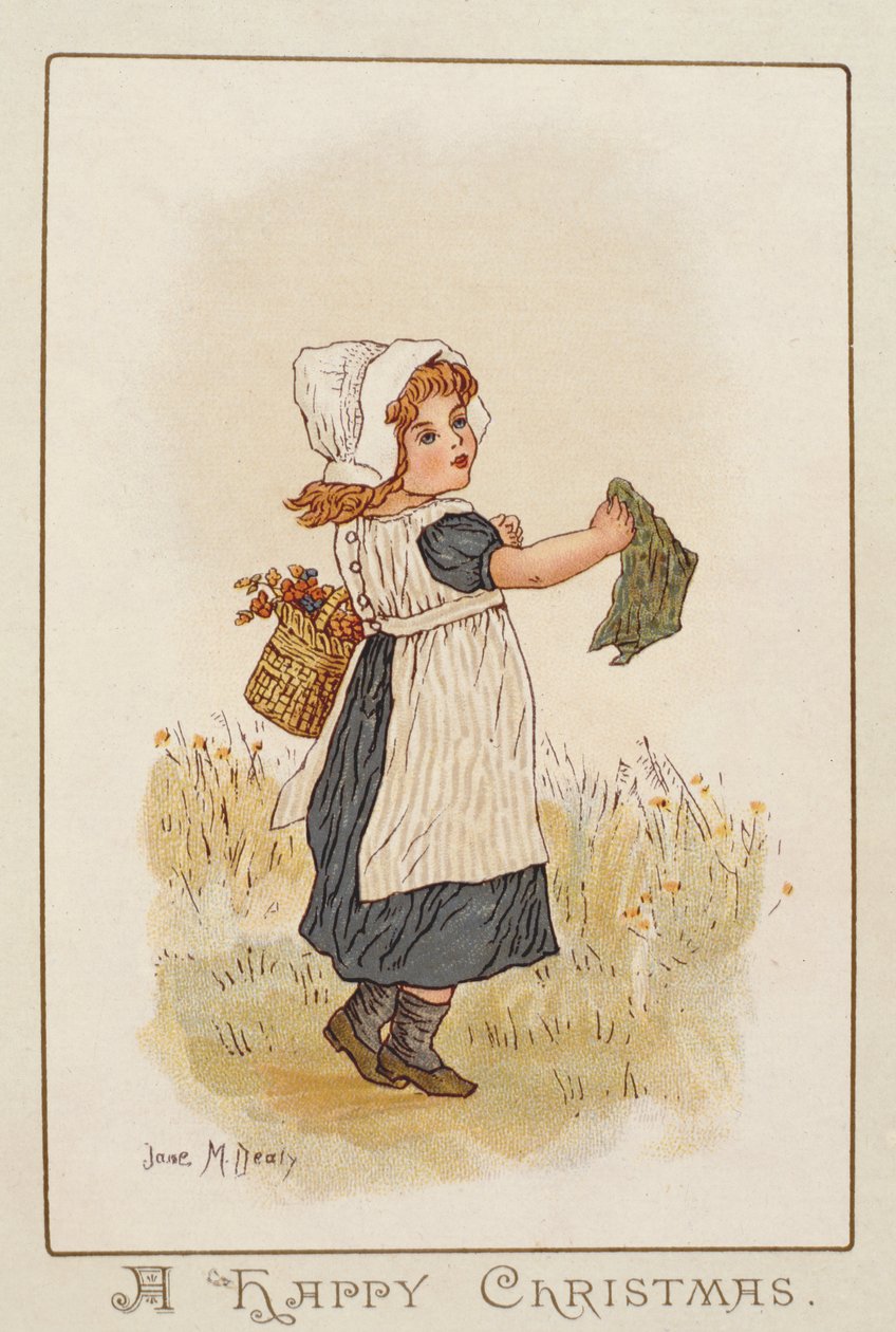 "A Happy Christmas" (chromolitho) av Jane M. Dealy
