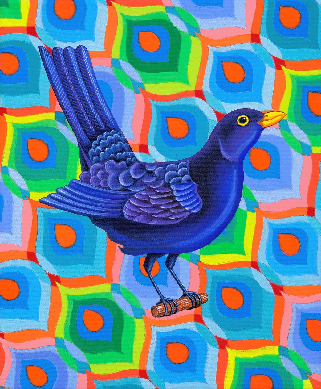 Blackbird, 2023 (olja på duk) av Jane Tattersfield