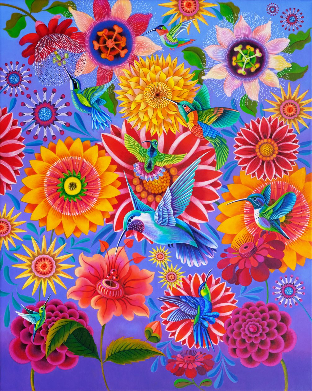 Hummingbirds, 2024 (olja på duk) av Jane Tattersfield