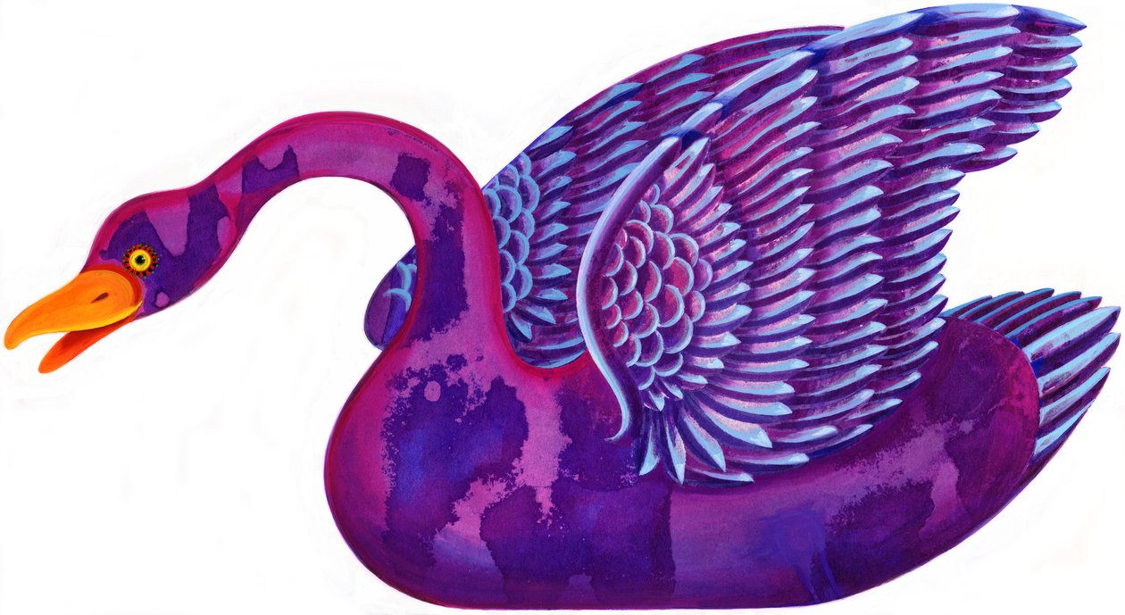 Swan, 1996, (bläck och gouache) av Jane Tattersfield