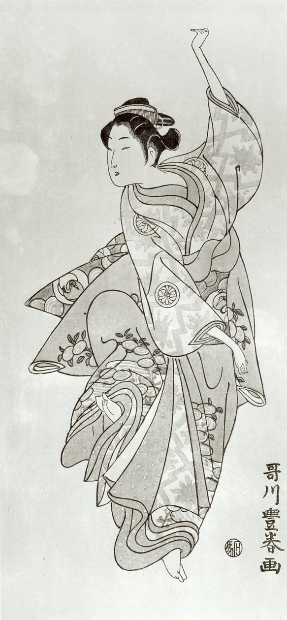 Dansare (träsnitt) av Japanese School