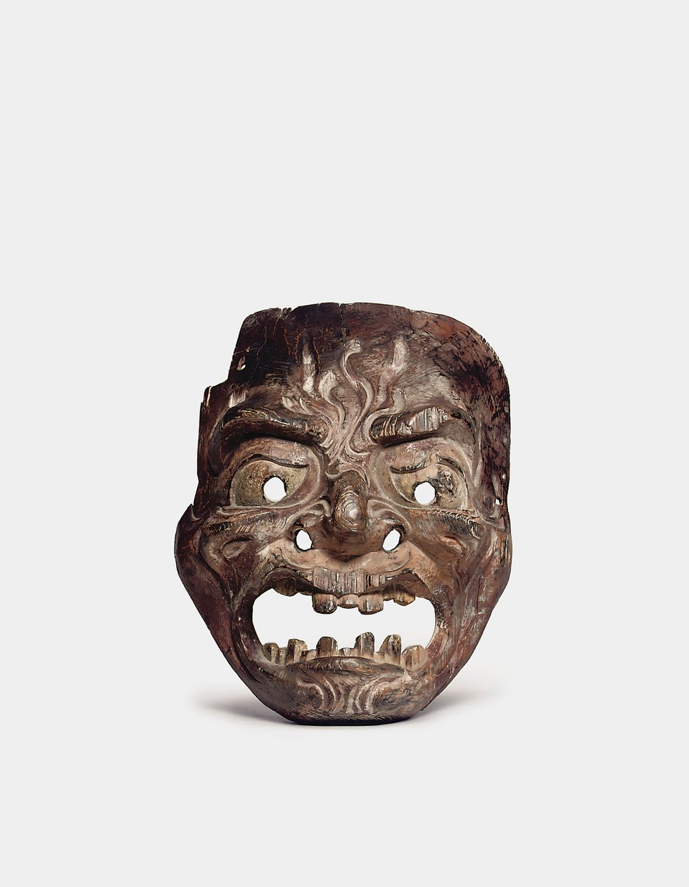 En Gigaku-mask i trä av Japanese School