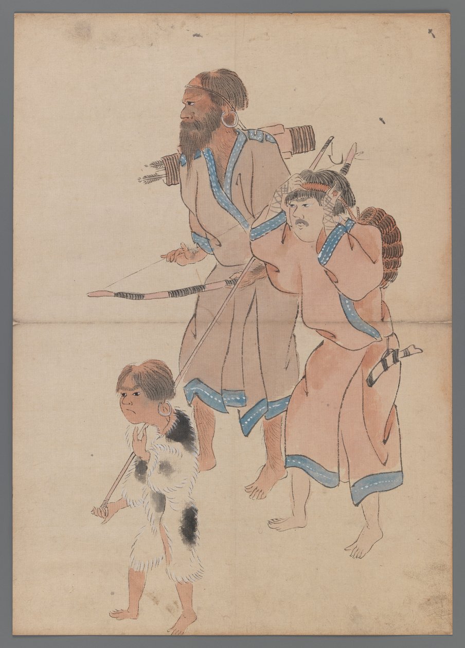Ainu Hunters (bläck & färg på papper) av Japanese School