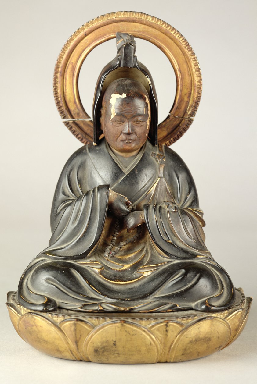 Buddhistisk abbot (lackerat trä) av Japanese School