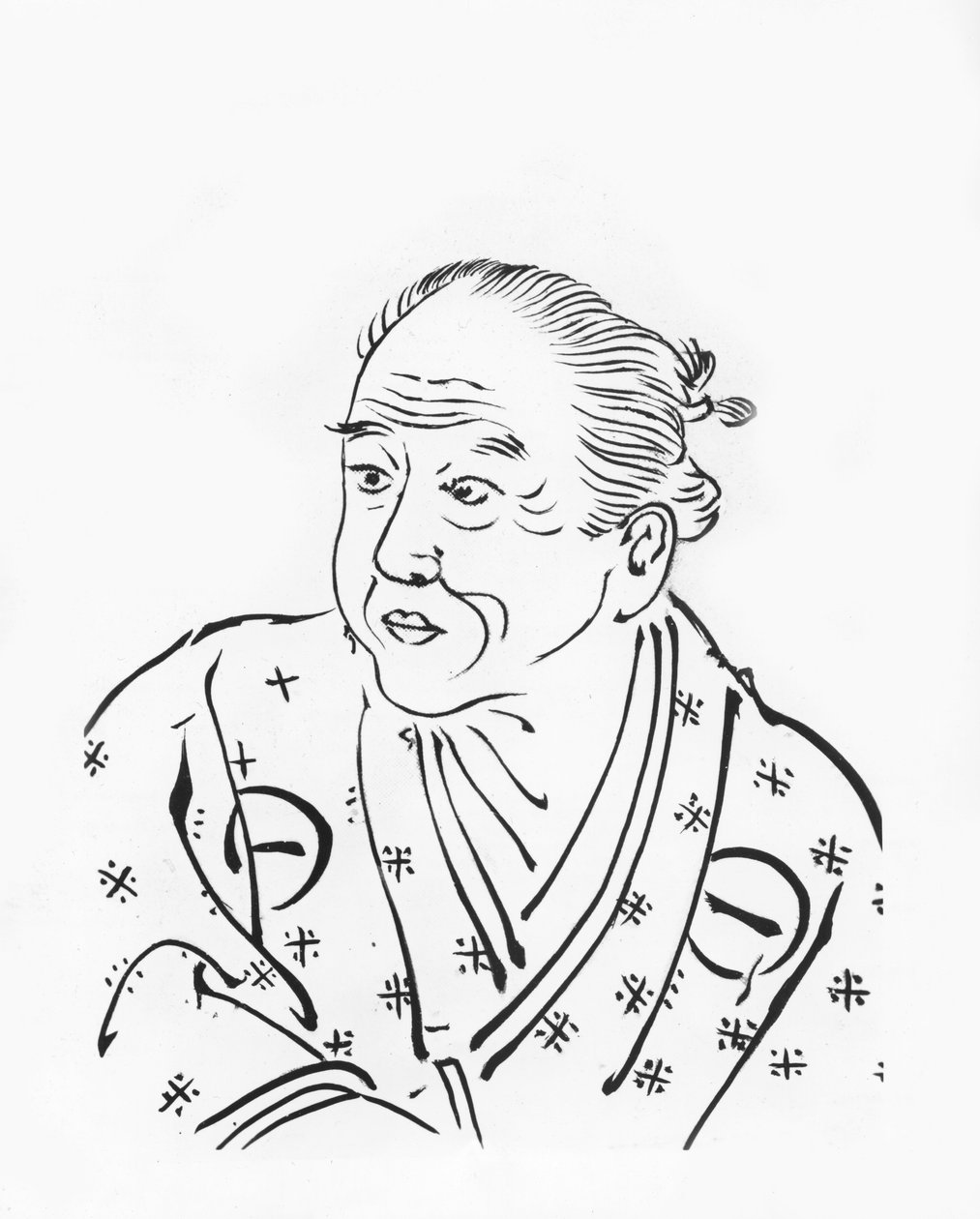 Chikamatsu Monzaemon (träsnitt) av Japanese School