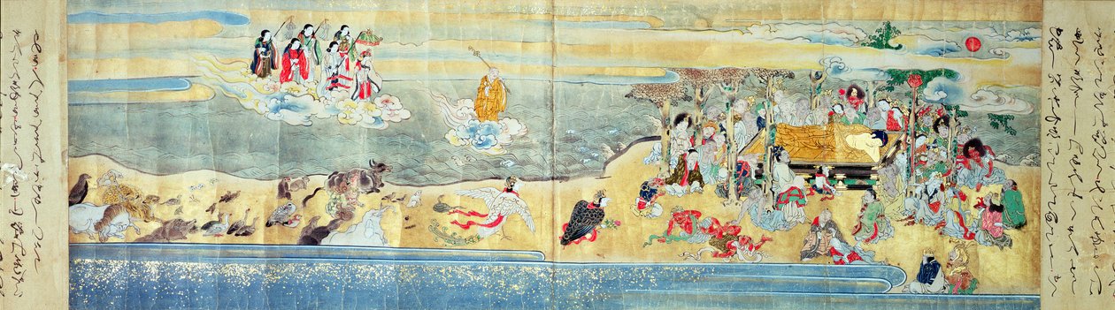 Buddhas död (målad rulla) av Japanese School