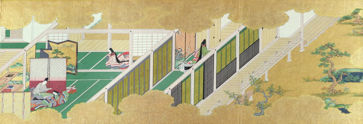 Japansk interiör (scrollmålning) av Japanese School