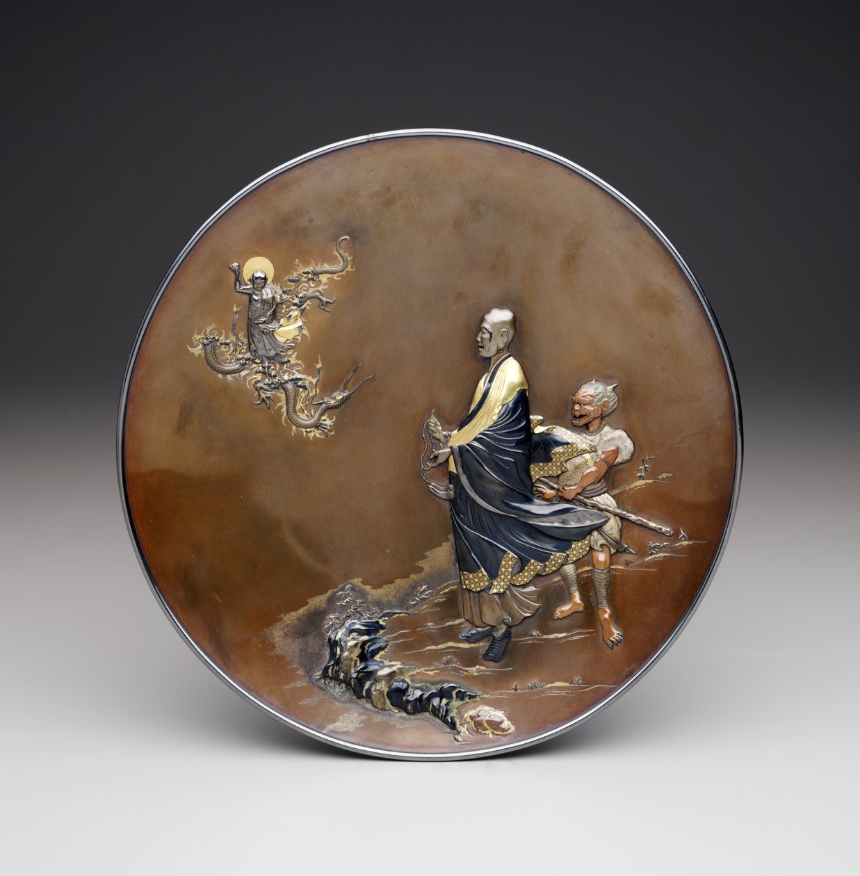 Plack, Meiji-period. c.1870 (silver, koppar och förgylld) av Japanese School