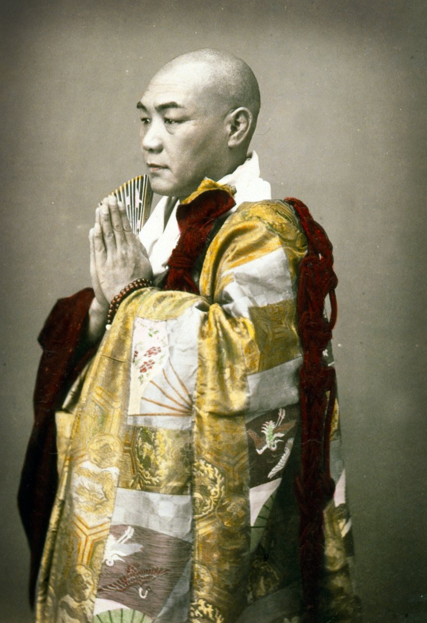 Porträtt av en shintopräst, ca 1880 av Japanese School