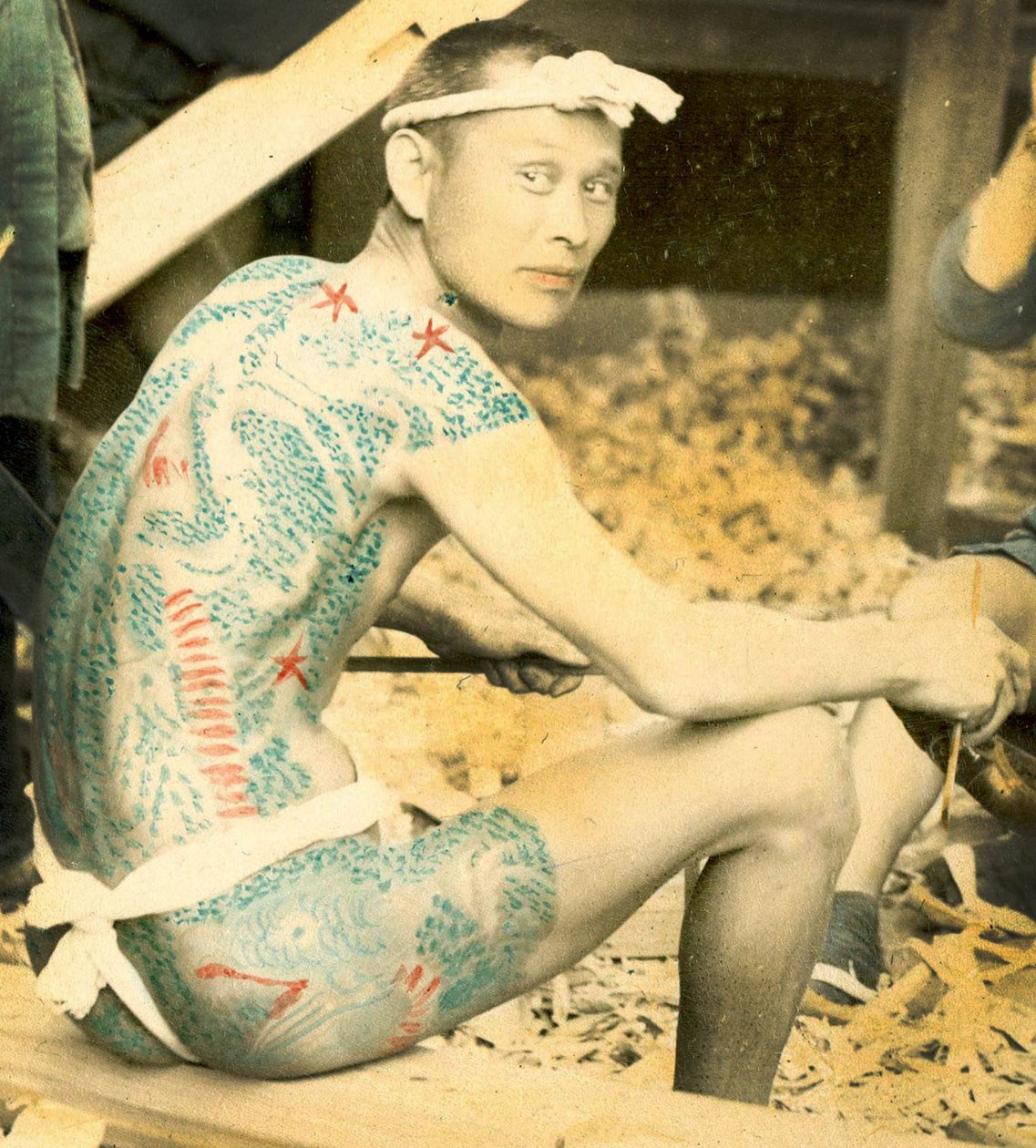 Tatuerad man, c.1880 av Japanese School