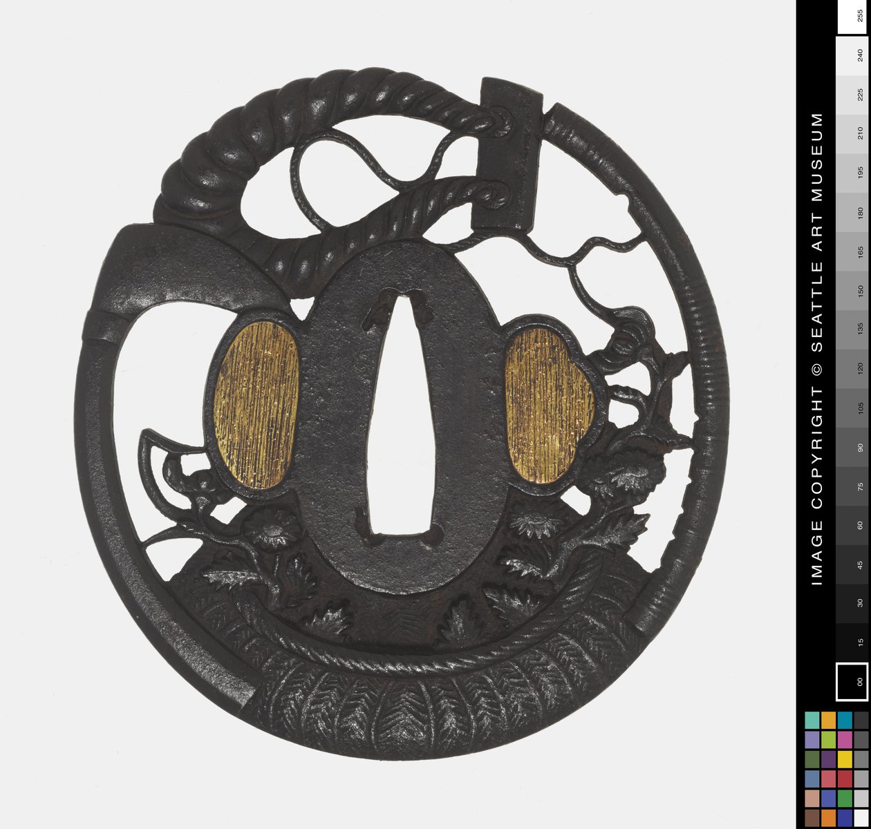 Tsuba: Blommor, lie, rep, tidigt 18:e århundradet (järn) av Japanese School