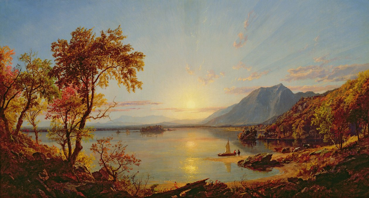 Solnedgång, Lake George, New York, 1867 av Jasper Francis Cropsey