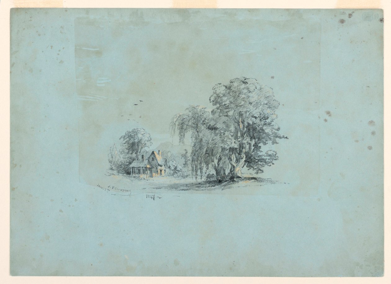Teckning, lantlig scen, 1847 av Jasper Francis Cropsey