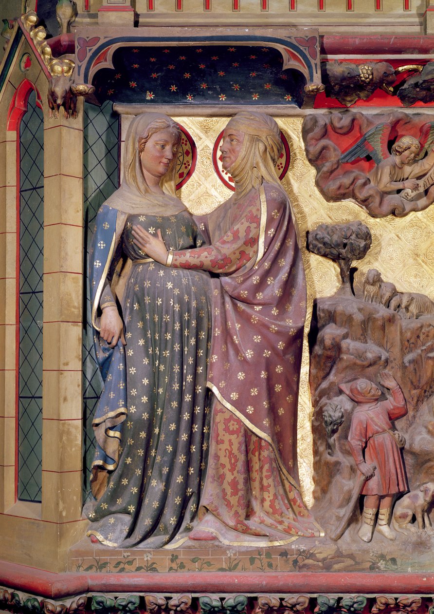 The Visitation, 1340-51 (målad sten) av Jean and Jean Le Boutellier Ravy