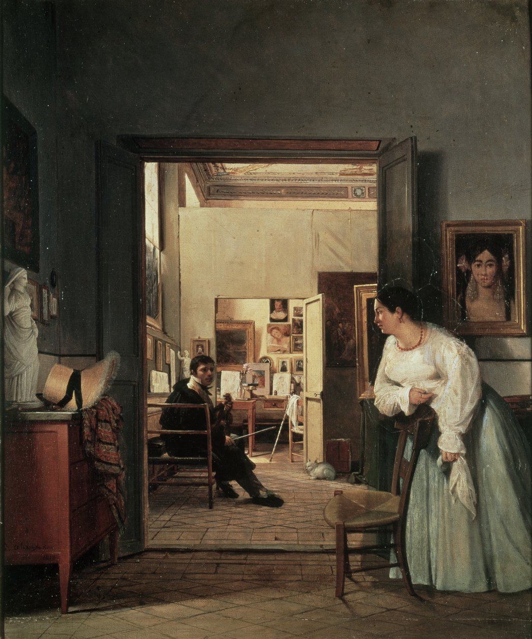 Ingres ateljé i Rom, 1818 av Jean Alaux
