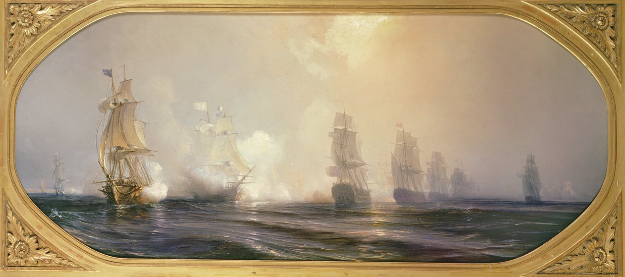 Sjöstrid i Chesapeake Bay, 3 september 1781, 1848 av Jean Antoine Theodore Gudin