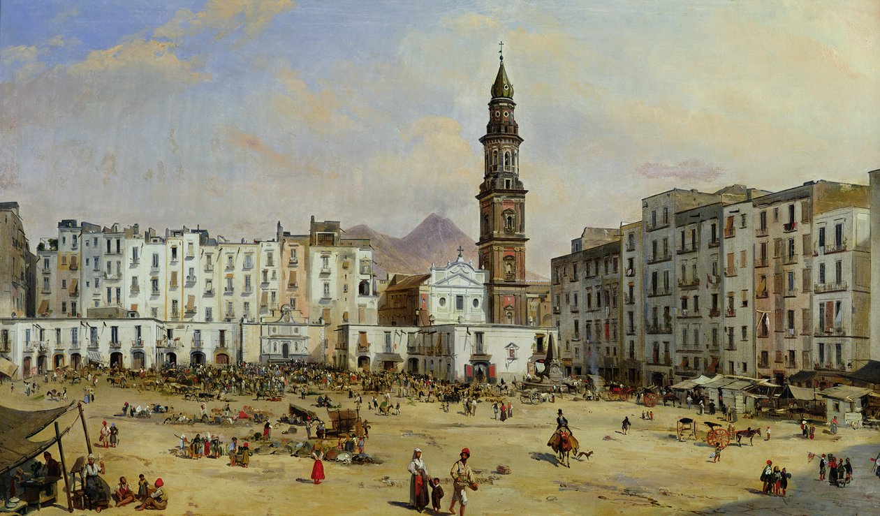 Piazza Mazaniello, Neapel av Jean Auguste Bard