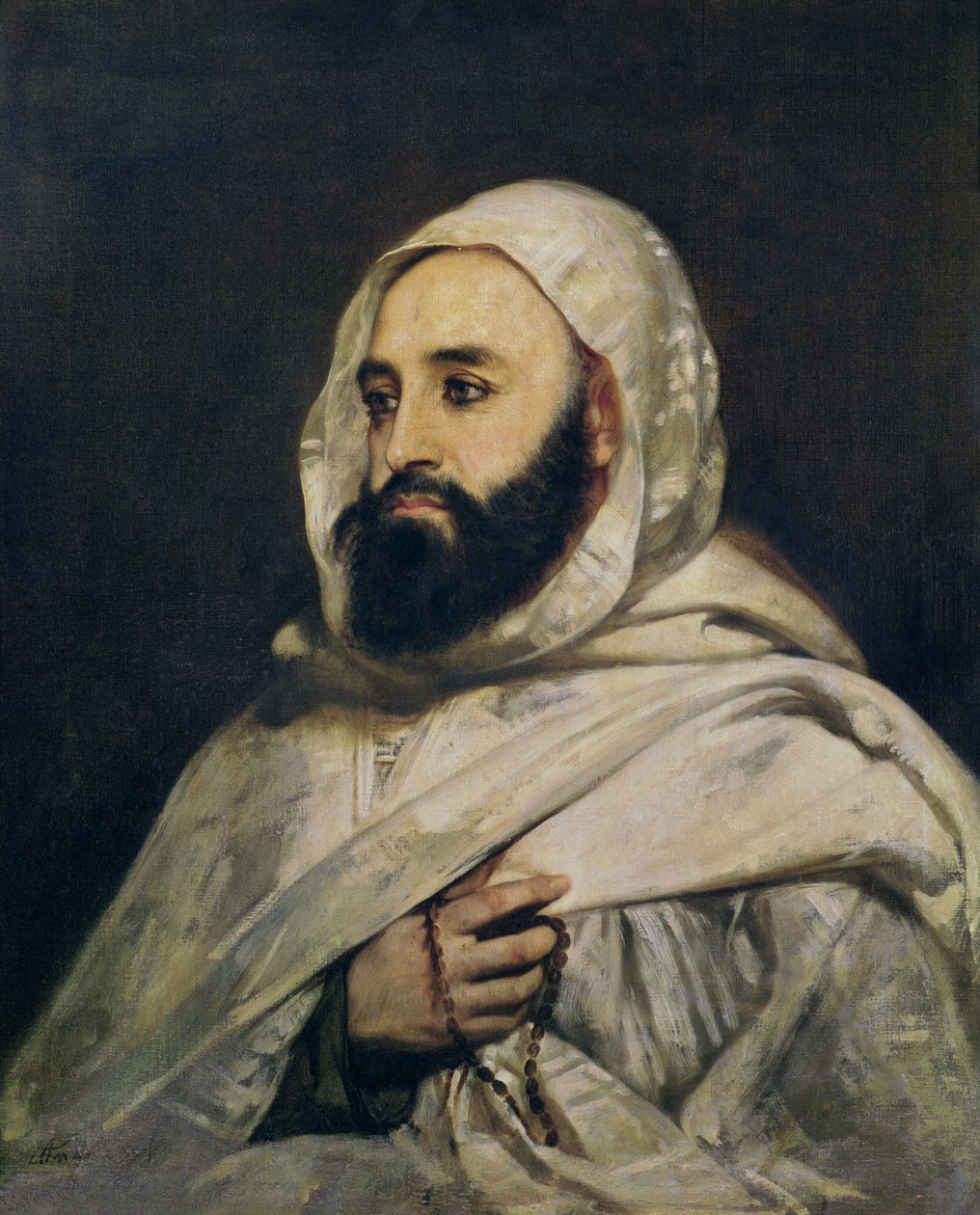 Porträtt av F Abd al-Qadir (1808-83) av Jean Baptiste Ange Tissier