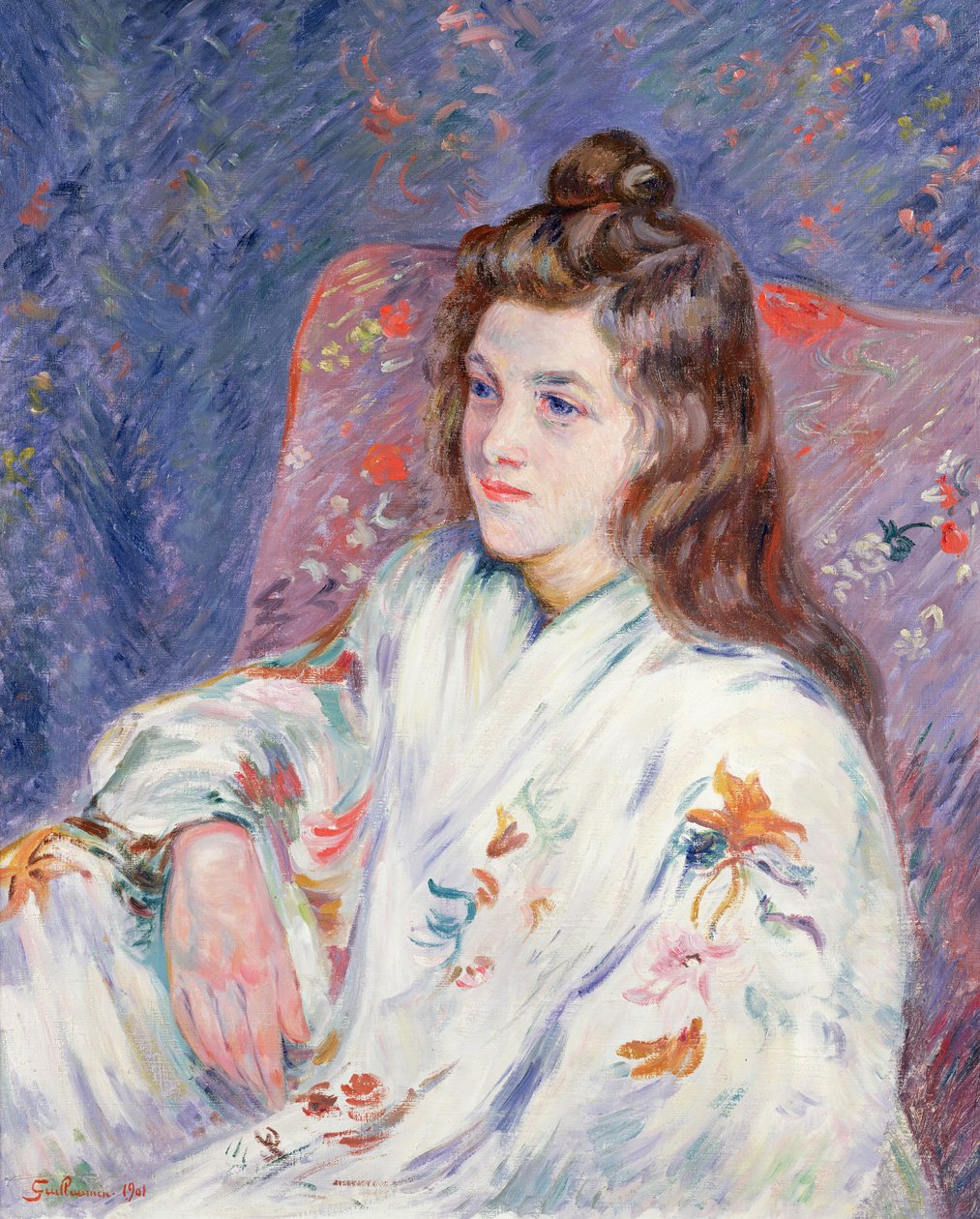 Porträtt av Mlle. Guillaumin i en kimono, 1901 av Jean Baptiste Armand Guillaumin