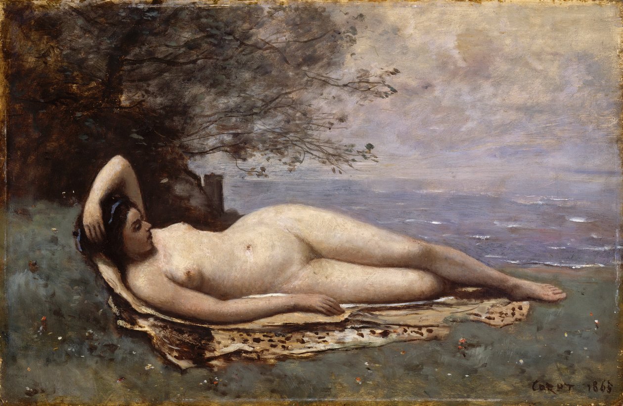 Bacchante vid havet av Jean Baptiste Camille Corot