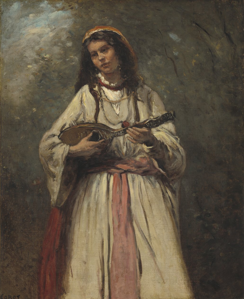 Zigenarflicka med mandolin, ca 1870 av Jean Baptiste Camille Corot