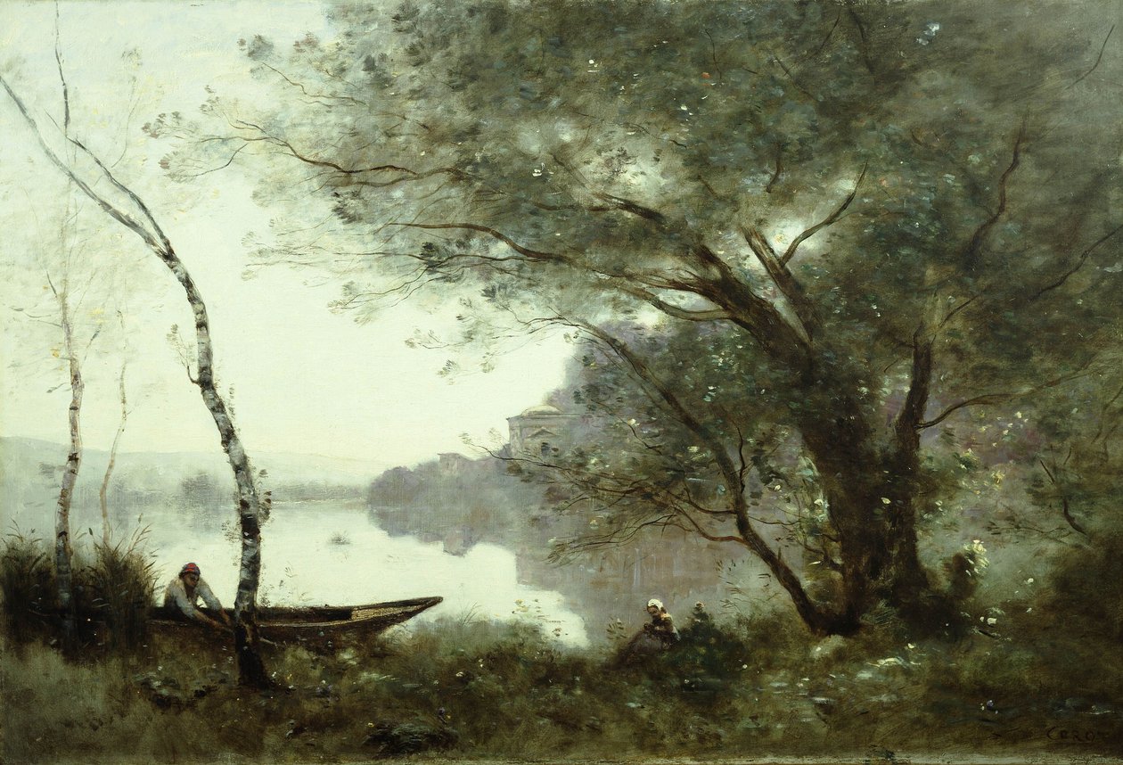 Le batelier de Mortefontaine av Jean Baptiste Camille Corot