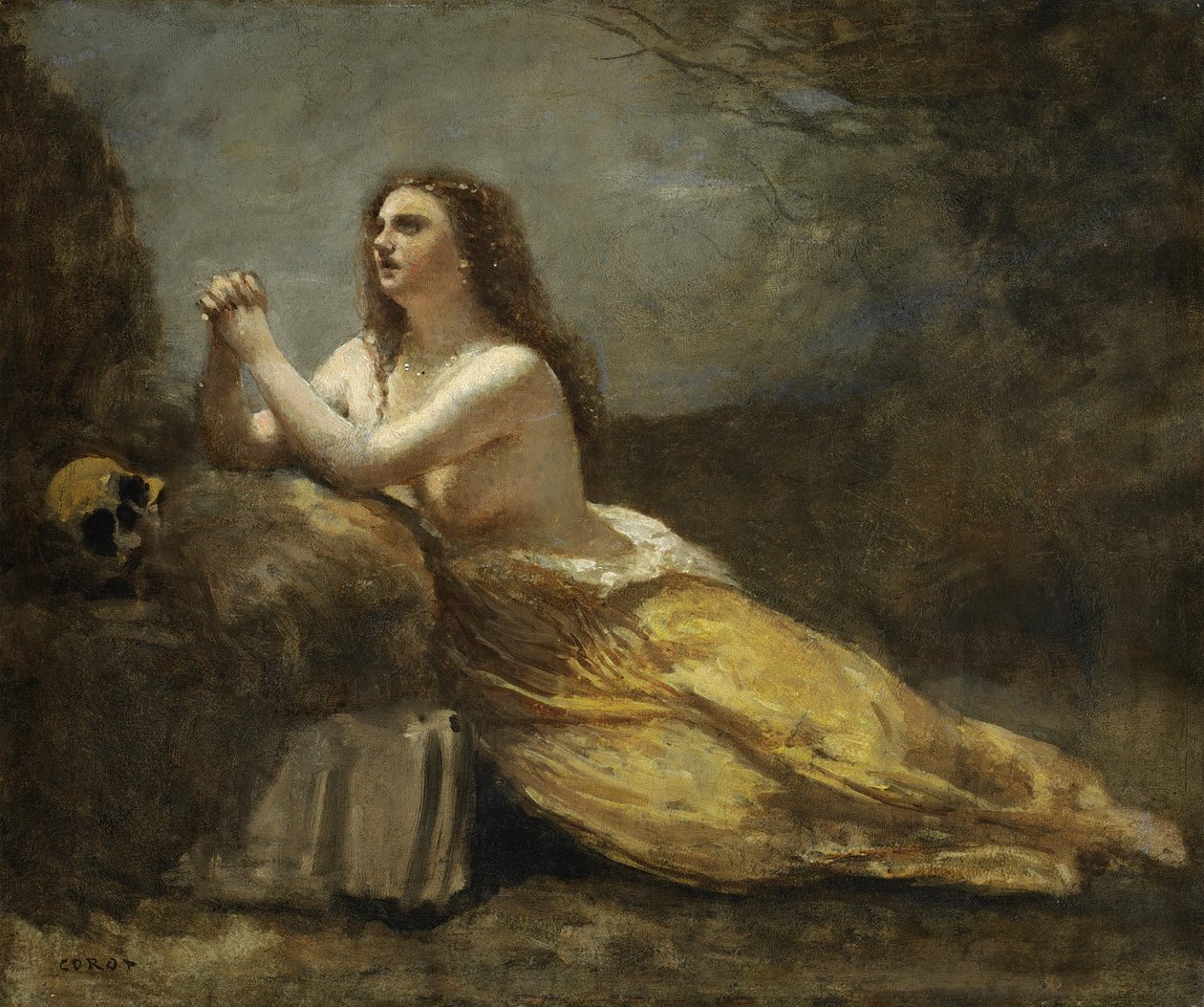 Magdalena i bön av Jean Baptiste Camille Corot