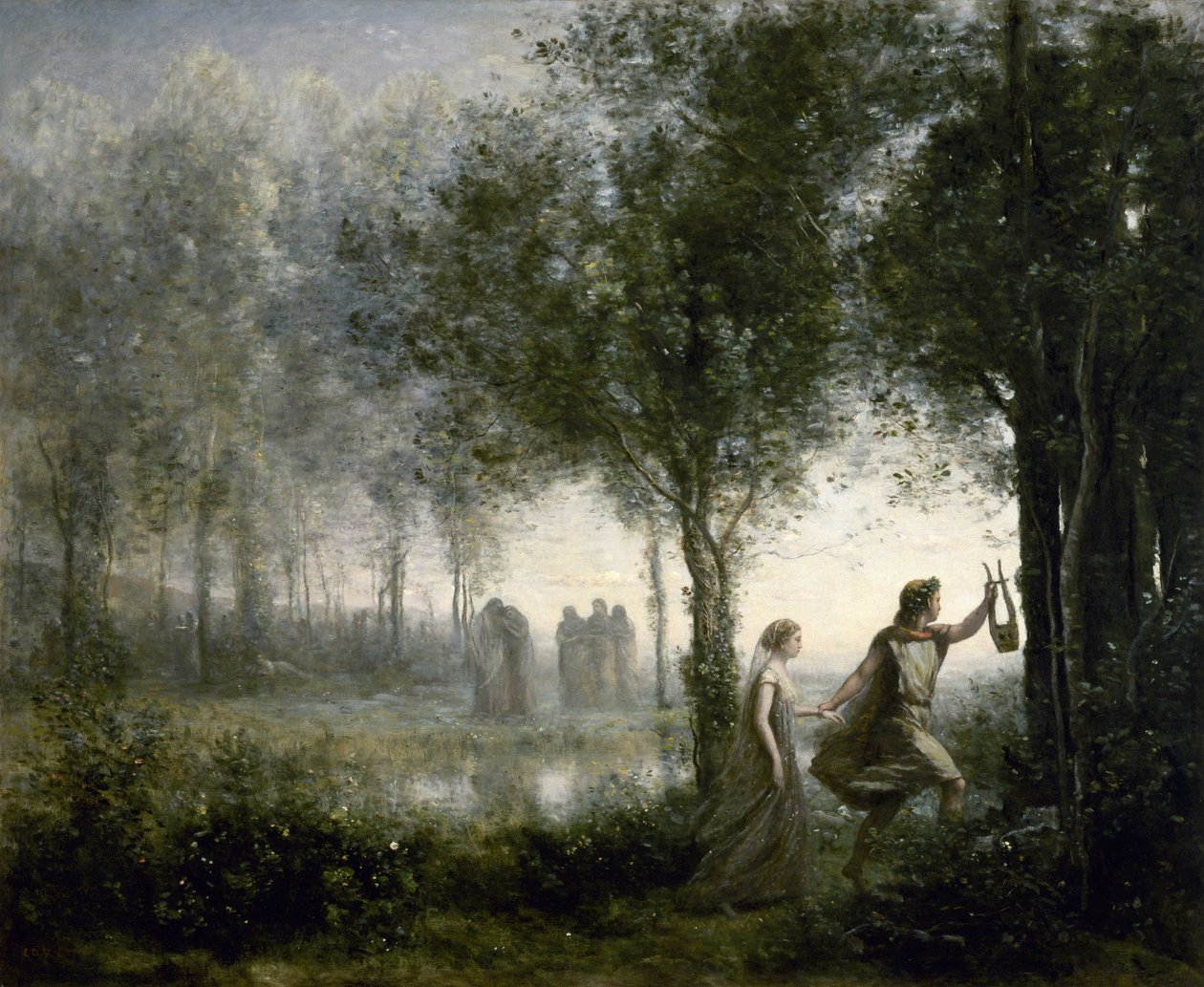 Orfeus ledande Eurydice från underjorden av Jean Baptiste Camille Corot