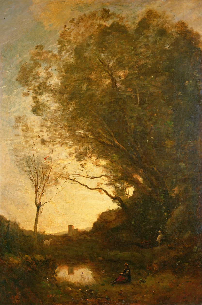 Kvällen av Jean Baptiste Camille Corot