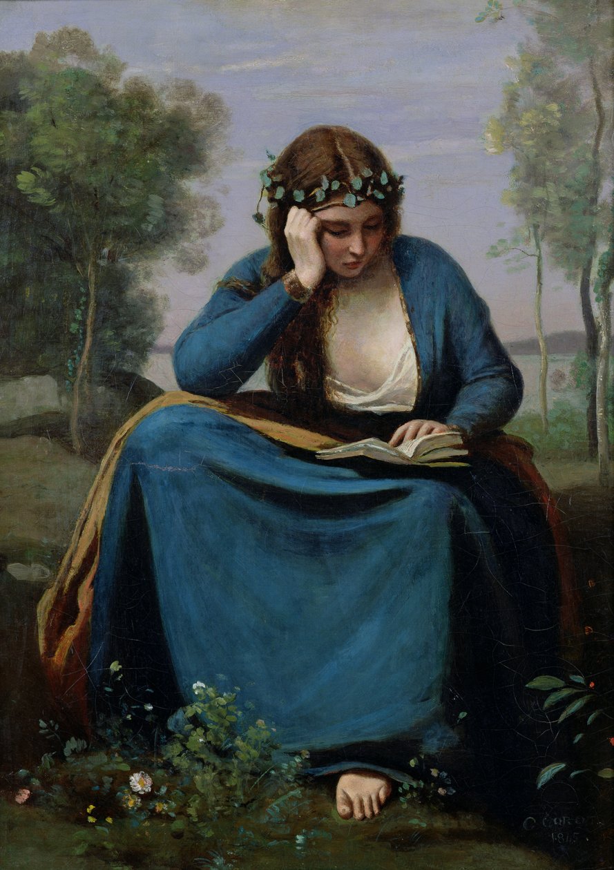 Läsaren krönt med blommor, eller Virgils musa, 1845 av Jean Baptiste Camille Corot