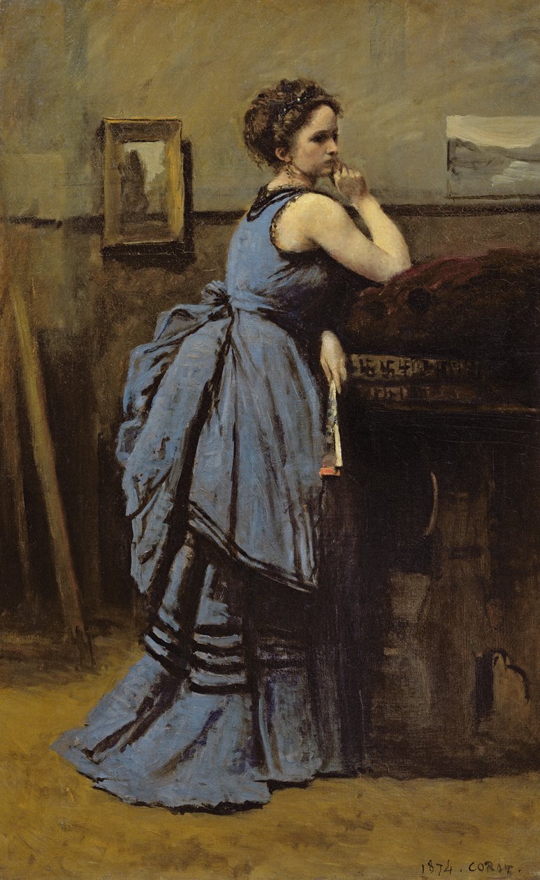 Kvinnan i blått, 1874 av Jean Baptiste Camille Corot