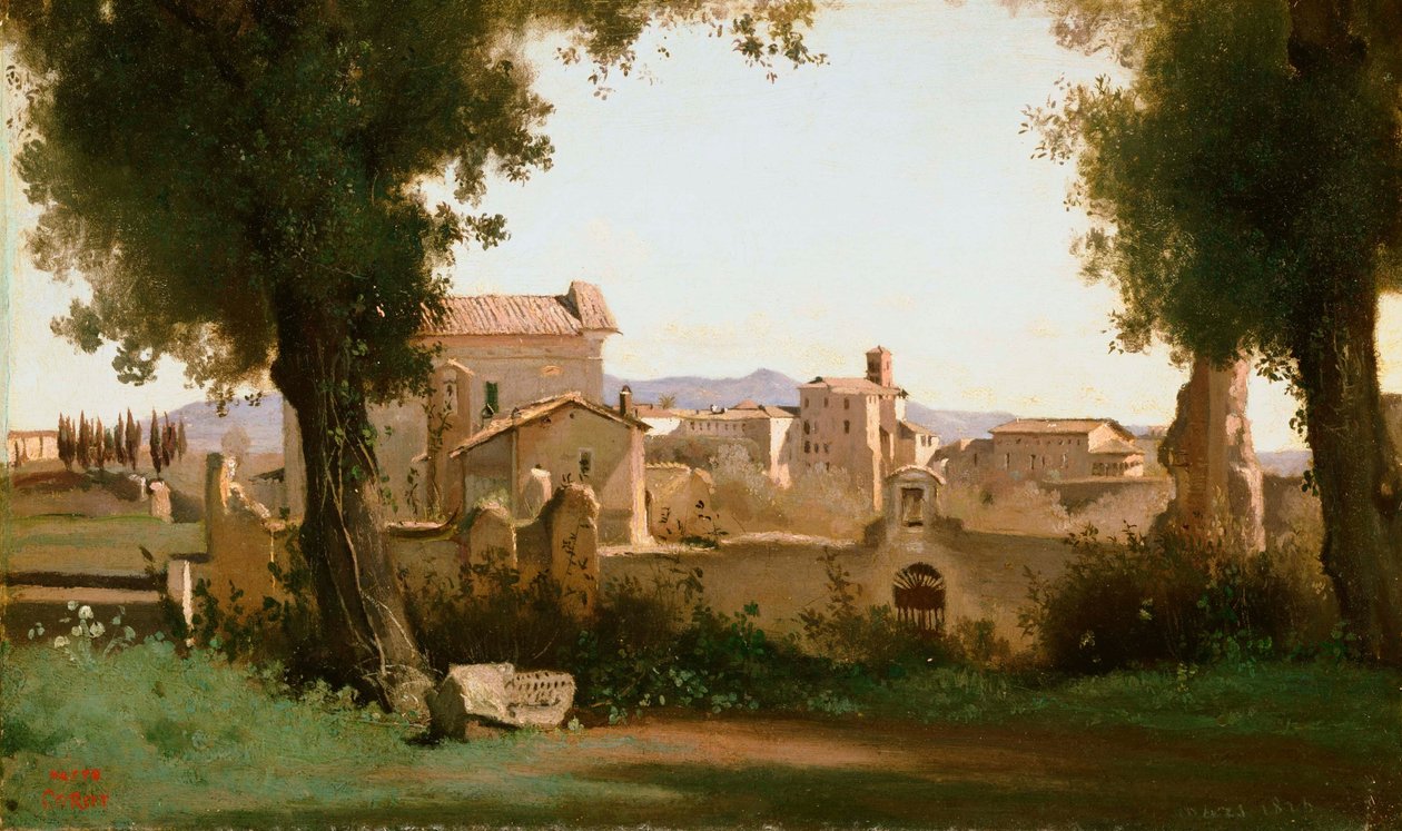 Utsikt från Farnese Gardens, Rom av Jean Baptiste Camille Corot