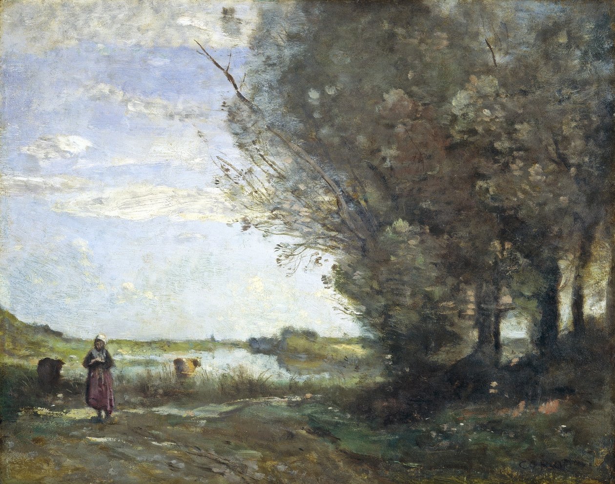 Vue sur la rivière   av Jean Baptiste Camille Corot