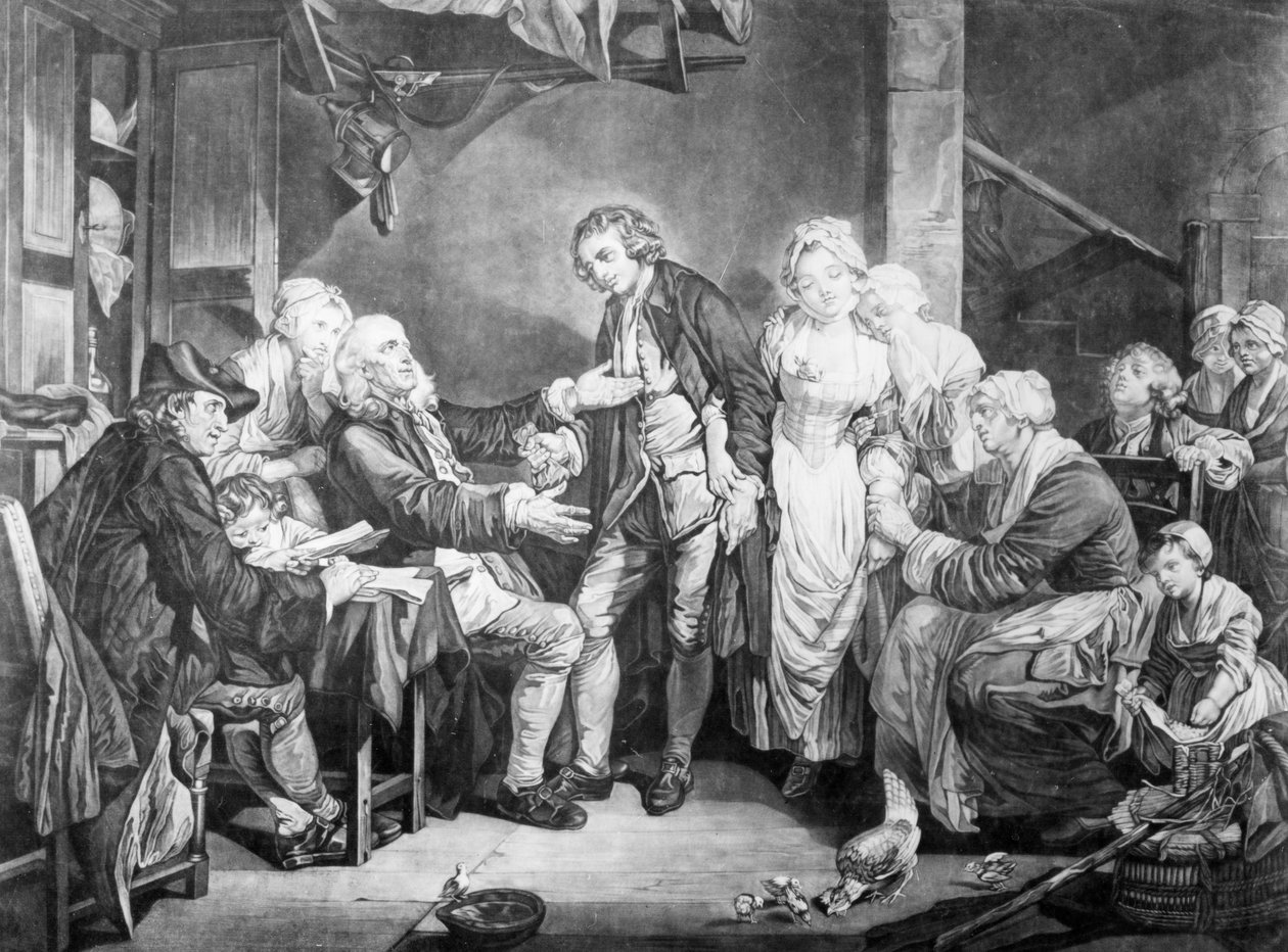 Bröllopsvälsignelse, graverad av Samuel De Wilde, 1777 av Jean Baptiste Greuze