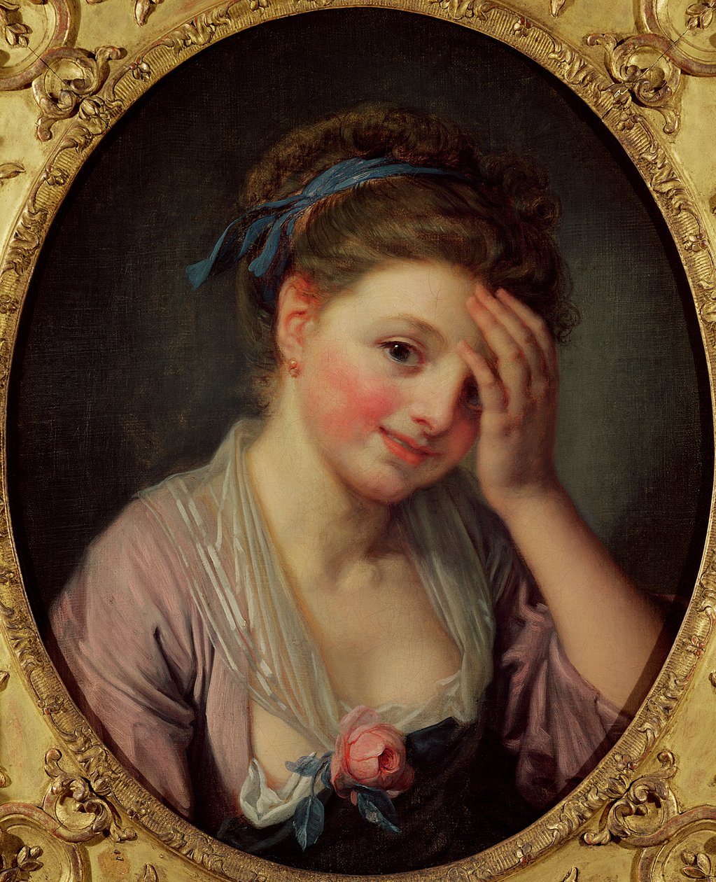 Ung flicka med en ros av Jean Baptiste Greuze