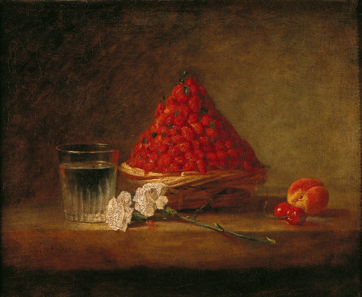 Korg med vilda jordgubbar, c.1761 av Jean Baptiste Simeon Chardin