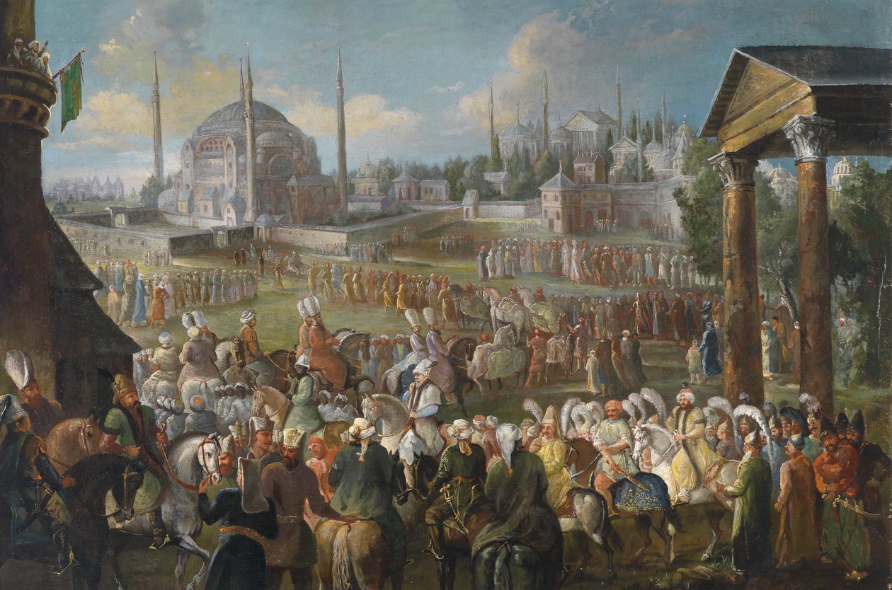Eine Prozession des Sultans in Istanbul av Jean Baptiste Vanmour