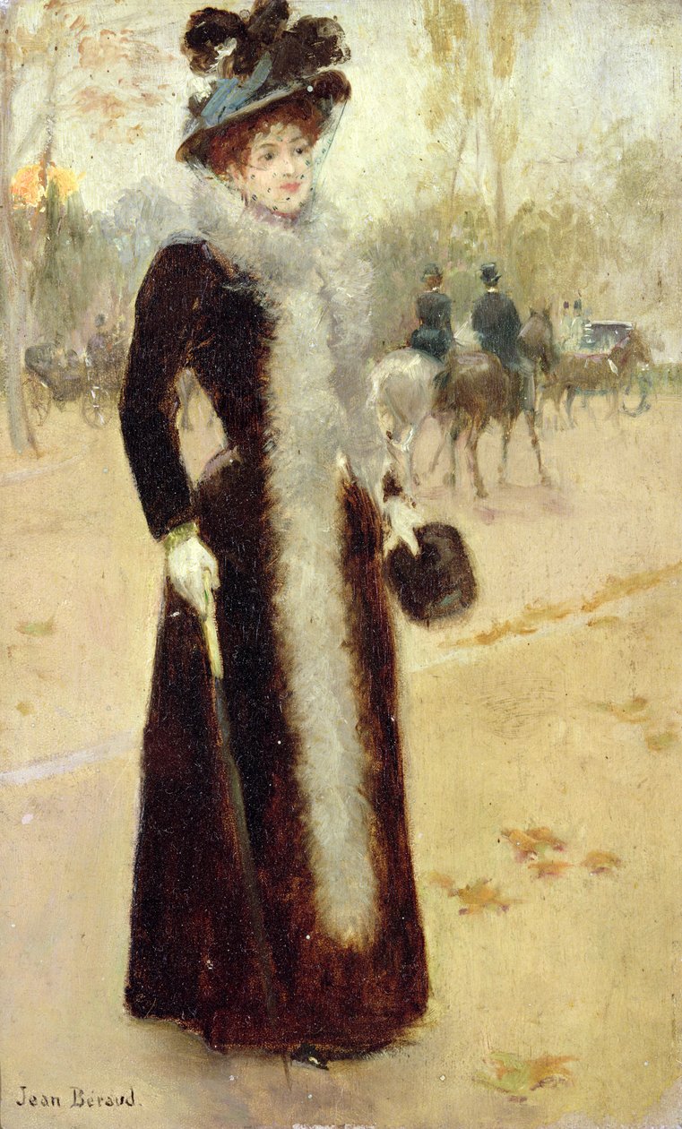 En parisisk kvinna i Bois de Boulogne, ca 1899 av Jean Beraud