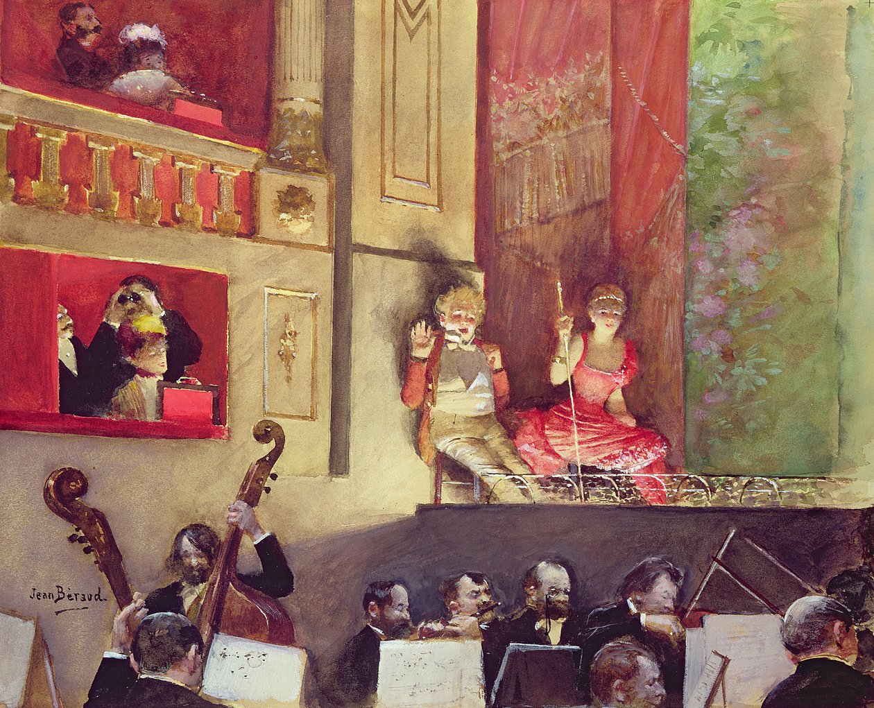 Koneseti Kafe (gouache)swed av Jean Beraud