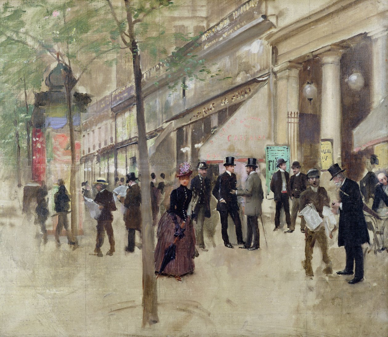 Boulevard Montmartre och Theatre des Varietes, c.1886 av Jean Beraud