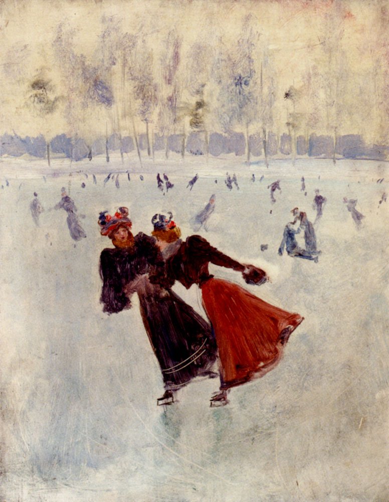 Women skating av Jean Beraud