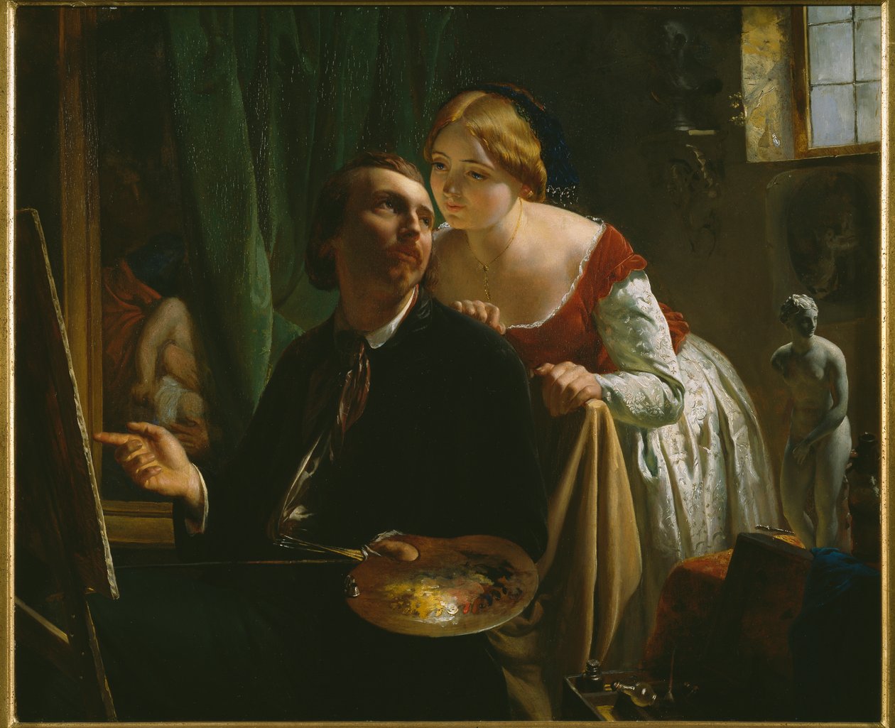 Målaren och hans modell, 1874 av Jean Bertou