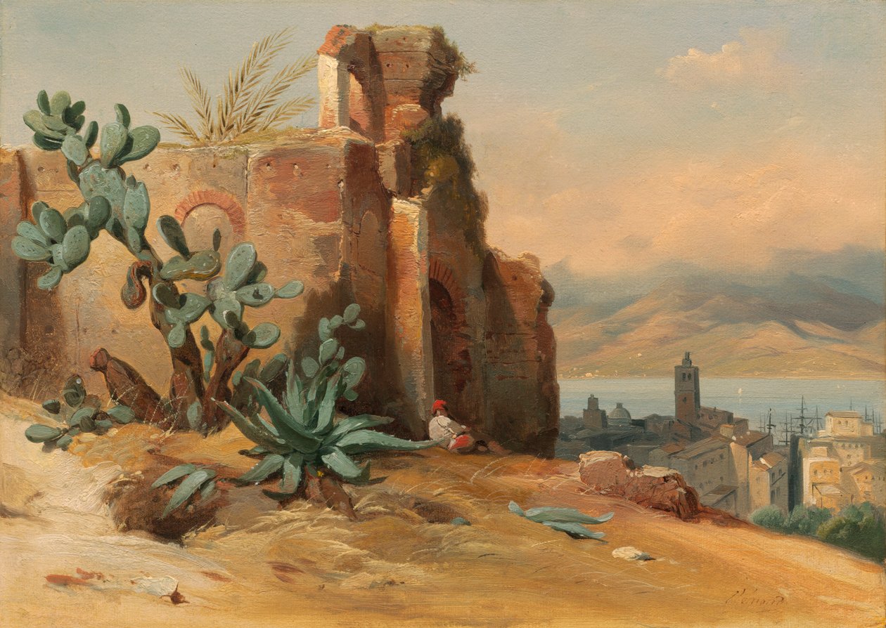 Forntida ruiner nära Messina, Sicilien av Jean Charles Joseph Rémond