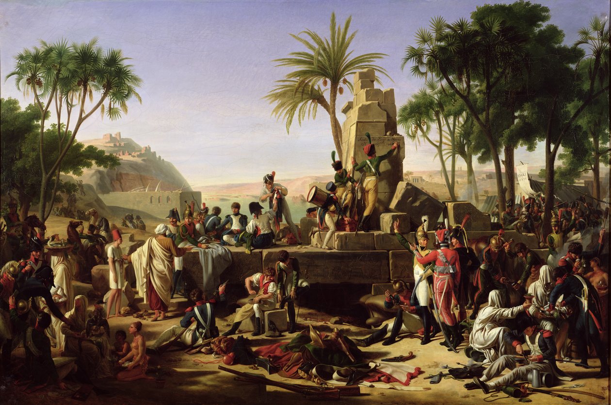 Trupper stannade vid Nilens stränder den 2 februari 1799, 1812 av Jean Charles Tardieu
